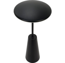 Măsuță laterală neagră cu blat rotund și picior conic