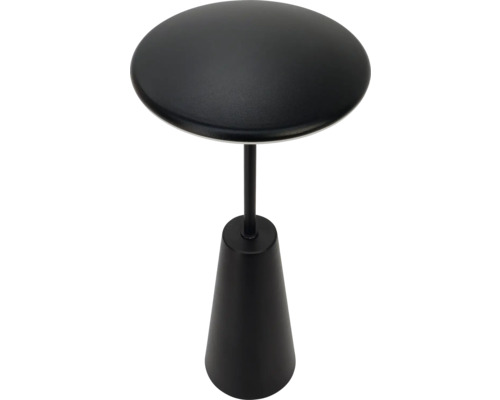 Măsuță laterală neagră cu blat rotund și picior conic