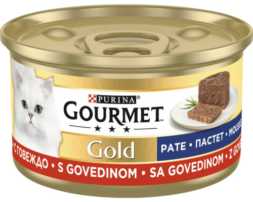 Conservă hrană pentru pisici Purina Gourmet Gold cu aromă de vită