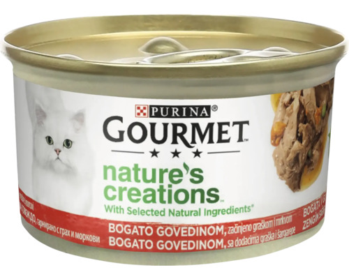 Conservă hrană pentru pisici Purina Gourmet Nature's Creations cu carne de vită
