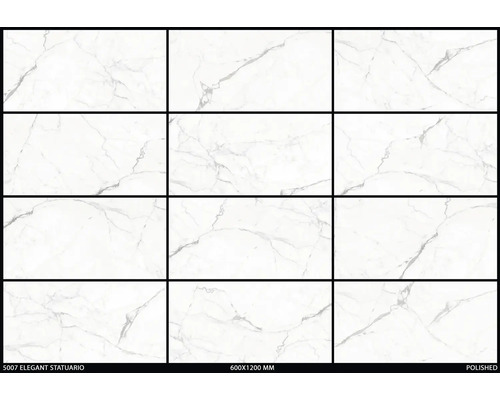 Plăci lustruite cu aspect de marmură, format 600x1200 mm