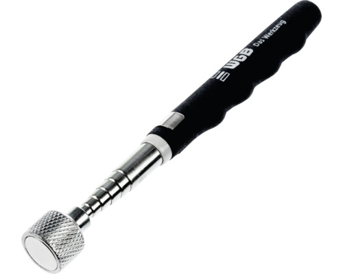 Recuperator magnetic telescopic WGB cu mâner negru ergonomic și cap magnetic.