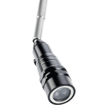 Ridicător magnetic telescopic cu lumină LED din metal negru.