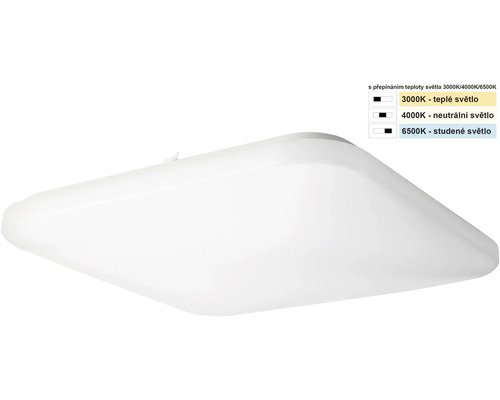 Plafonieră pătrată cu temperatură de culoare reglabilă de la 3000 la 6500 Kelvin.