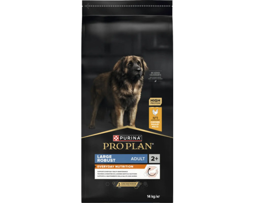 Purina Pro Plan hrană uscată pentru câini Large Robust Adult cu pui pentru câini adulți de talie mare de la 2 ani 14 kilograme.