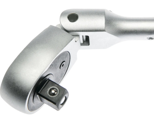 Clichet articulat din metal cu cap pivotant și pătrat de antrenare.