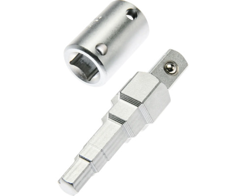 Cheie în trepte pentru robinete de radiator cu adaptor metalic pentru chei tubulare.