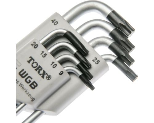 Set de chei Torx WGB din oțel cu dimensiunile de la nouă la patruzeci.