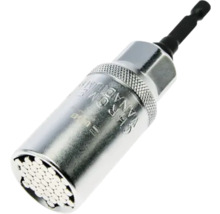 Adaptor cheie tubulară universală din crom-vanadiu cu pini retractabili și tijă hexagonală.