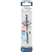Burghiu multifuncțional Bosch PRO HEX-5, diametru 4 milimetri, lungime de lucru 50 milimetri, lungime totală 100 milimetri, cu tijă hexagonală.