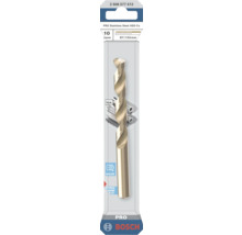 Burghiu pentru metal Bosch HSS-Co PRO pentru oțel inoxidabil, diametru 10 mm, lungime totală 133 mm, durată lungă de viață, Bosch Logo.
