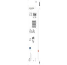 Spatele unui ambalaj Bosch cu specificații tehnice pentru oțel și oțel inoxidabil, instrucțiuni de siguranță pentru protecția ochilor, cod QR și Bosch Logo.