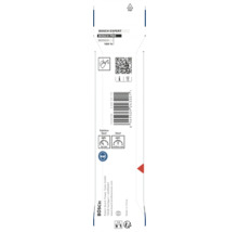 Spatele ambalajului Bosch Expert cu date tehnice, cod de bare, simbol de protecție a ochilor și compatibilitate cu oțelul și oțelul inoxidabil.
