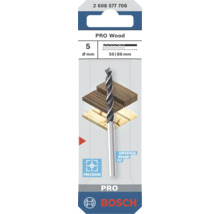 Burghiu pentru lemn Bosch PRO Wood, diametru 5 milimetri, lungime lucru 50 milimetri, lungime totală 86 milimetri, precizie, universal, Bosch Logo.