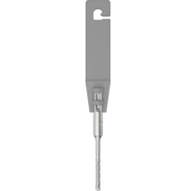 Burghiu pentru ciocan rotopercutor SDS plus din metal în suport de agățare din plastic gri.