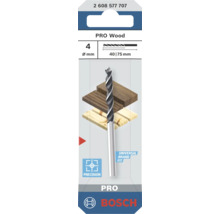 Bosch Logo. Burghiu pentru lemn Bosch PRO Wood cu diametrul de 4 milimetri, lungimea de lucru 40 milimetri și lungimea totală 75 milimetri.