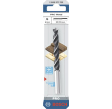 Burghiu pentru lemn Bosch PRO Wood cu diametrul de 6 milimetri, lungime de lucru 60 milimetri și lungime totală 93 milimetri.