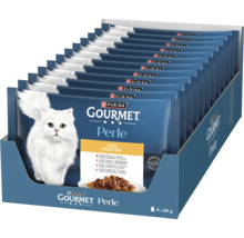 Hrană umedă pentru pisici Purina Gourmet Perle Duo, multipack cu 12 pliculețe de 85 grame.