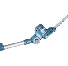 Accesoriu din plastic și metal pentru foarfecă de tuns gard viu telescopică Makita cu articulație reglabilă în culoarea petrol.