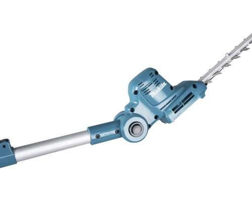 Accesoriu din plastic și metal pentru foarfecă de tuns gard viu telescopică Makita cu articulație reglabilă în culoarea petrol.