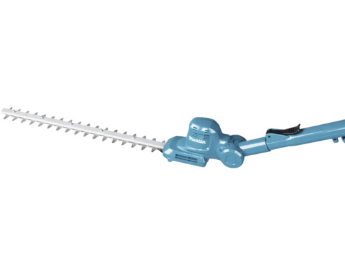 Accesoriu foarfecă de tuns gard viu Makita cu lamă metalică și carcasă albastră pentru sisteme multifuncționale.