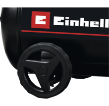 Vedere detaliată a unei roți de transport la un compresor Einhell cu Einhell Logo.