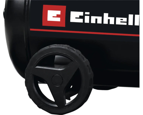 Vedere detaliată a unei roți de transport la un compresor Einhell cu Einhell Logo.