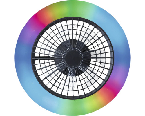 Ventilator de tavan Brilliant Salerno LED 40 W 4700 lumeni, RGB, CCT, cu telecomandă, negru, IP20