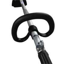 Mâner circular ergonomic pentru motocoasă pe o tijă de aluminiu.