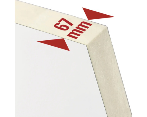 Vedere detaliată a unei plăci cu o grosime de 67 milimetri.