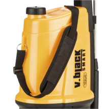 Pulverizator galben din plastic Volpi v.black SMART cu curea de umăr neagră.