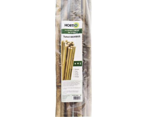 Tutori din bambus Horti A-Z, set de 10 bucăți, diametru 14 la 16 milimetri, lungime 180 centimetri.