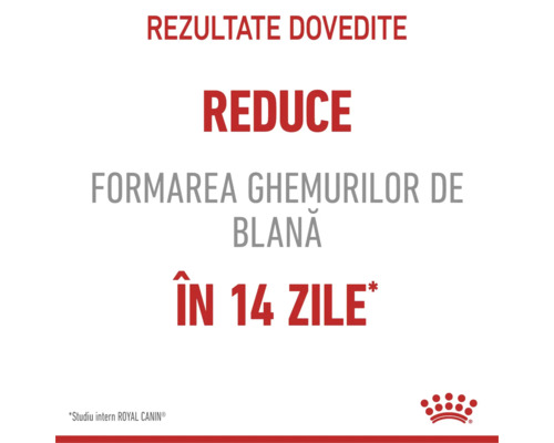 Reduce formarea ghemurilor de blană în 14 zile, Royal Canin Logo.