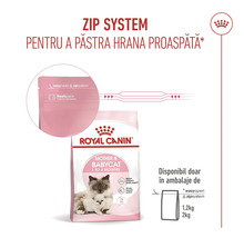 Royal Canin Logo. Hrană pentru pisici Royal Canin Mother & Babycat cu sistem zip pentru prospețime.