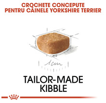 Crochete concepute pentru Yorkshire Terrier, mărime aproximativ 1 centimetru, Royal Canin Logo.