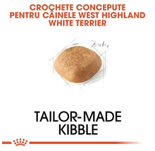 Crochetă special concepută pentru câini din rasa West Highland White Terrier de la Royal Canin.