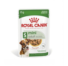 Royal Canin Logo, hrană umedă Mini Adult pentru câini adulți de talie mică de până la 10 kilograme în sos, plic de 85 grame