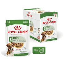 Royal Canin Mini Adult hrană umedă în sos pentru câini de talie mică până la 10 kilograme, 12 plicuri a câte 85 grame.