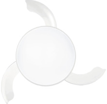 Ventilator de tavan cu lumină integrată și trei palete curbate.