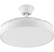 Ventilator de tavan cu lumină LED și palete retractabile, design rotund