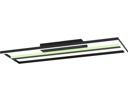 Plafonieră LED modernă cu design dreptunghiular din metal negru cu sursă de lumină integrată.