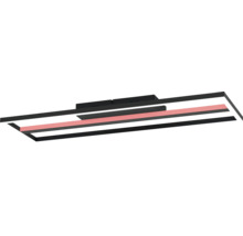 Plafonieră LED modernă cu design dreptunghiular plat din metal negru cu schimbare de culoare integrată.