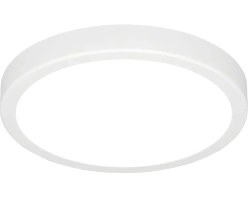 Plafonieră LED rotundă albă cu capac din plastic.