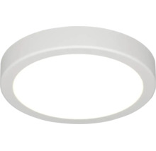 Plafonieră LED rotundă și plată, albă, pentru o iluminare uniformă a încăperii.