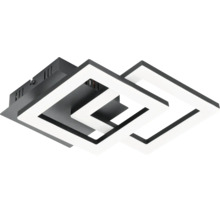 Plafonieră LED modernă cu două rame pătrate întrepătrunse și o bază de montare pătrată.