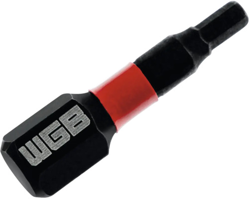 Bit de șurubelniță WGB pentru șuruburi hexagonale cu inel roșu și WGB Logo.