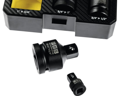 Set de adaptoare pentru chei tubulare WGB pentru diferite dimensiuni precum 1 inch la 3/4 inch inclusiv cutie.