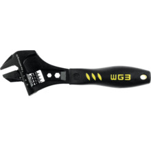 Cheie reglabilă neagră de la WG3 cu scală și mâner ergonomic.