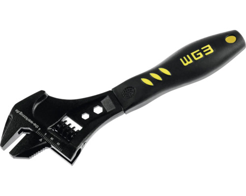Cheie reglabilă WGB cu mâner ergonomic și scală milimetrică.