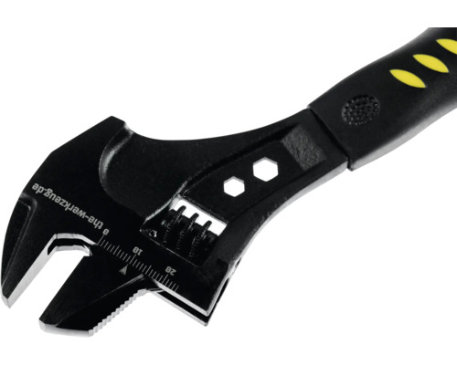 Cheie reglabilă cu scară milimetrică și mâner ergonomic de la the-werkzeug.de.